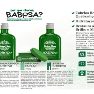 Kit Nutritivo Por Que Choras Babosa - Shampoo, Condicionador, Leavie In e Mascara